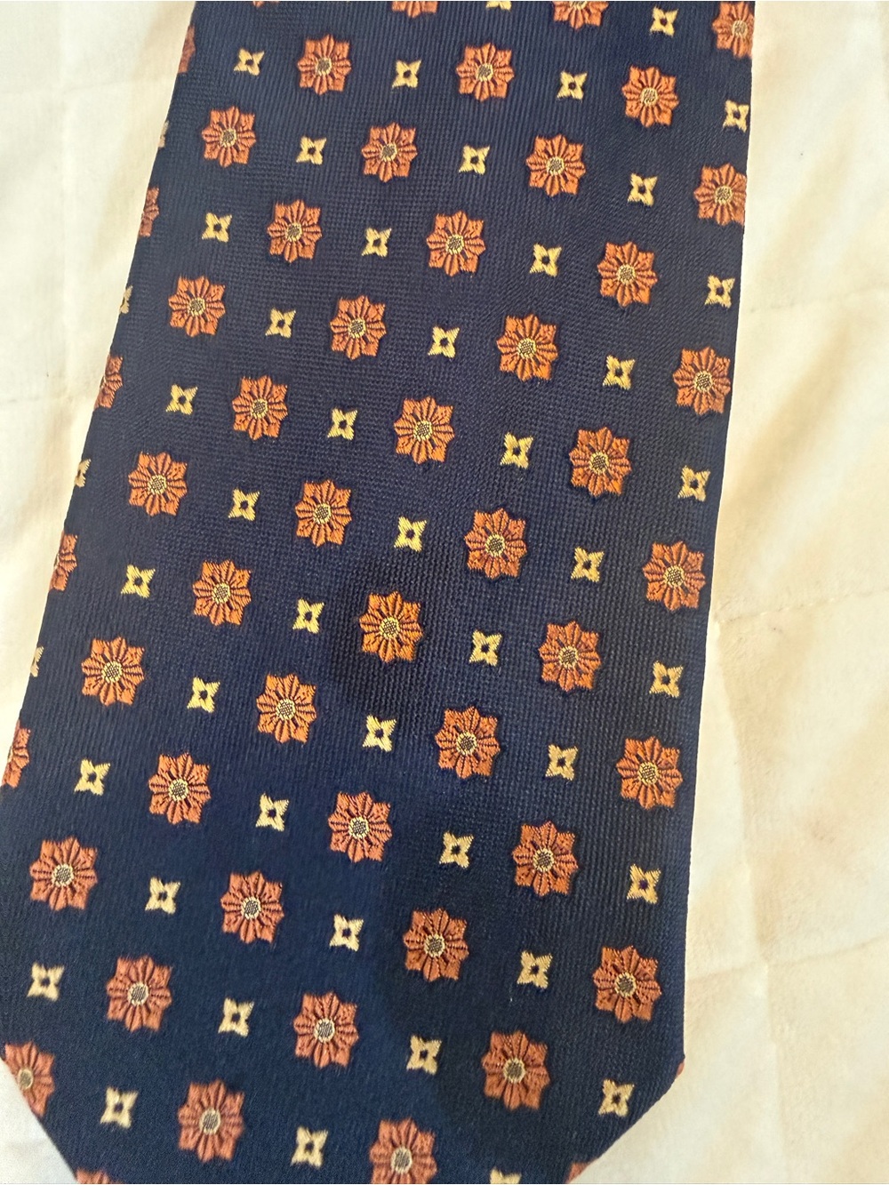 Vintage Ateseta Firenze 100% Silk Tie Navy Orange Floral Made in Florence Italy